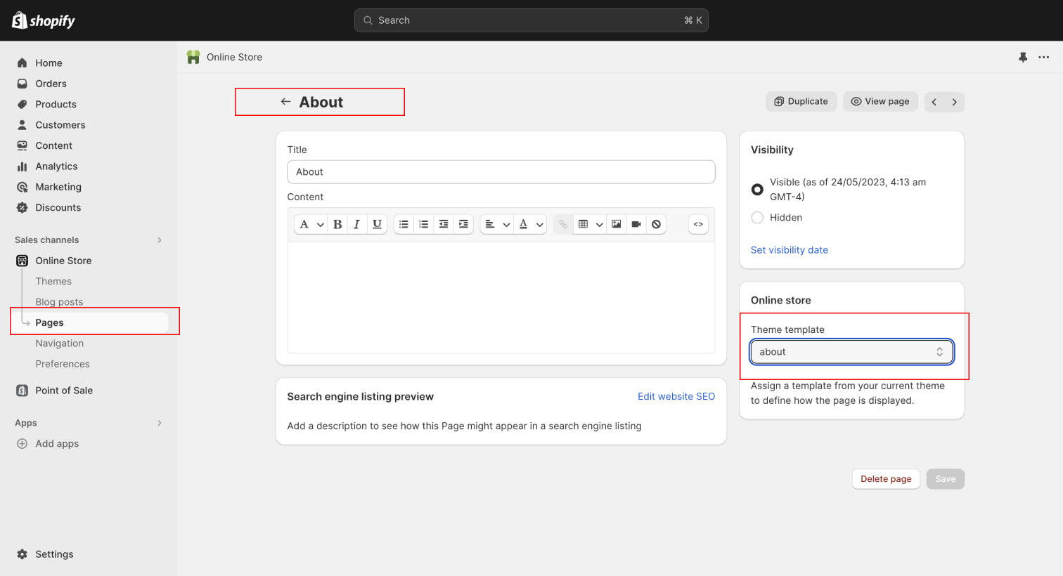 <p>Link Template to a Page</p>