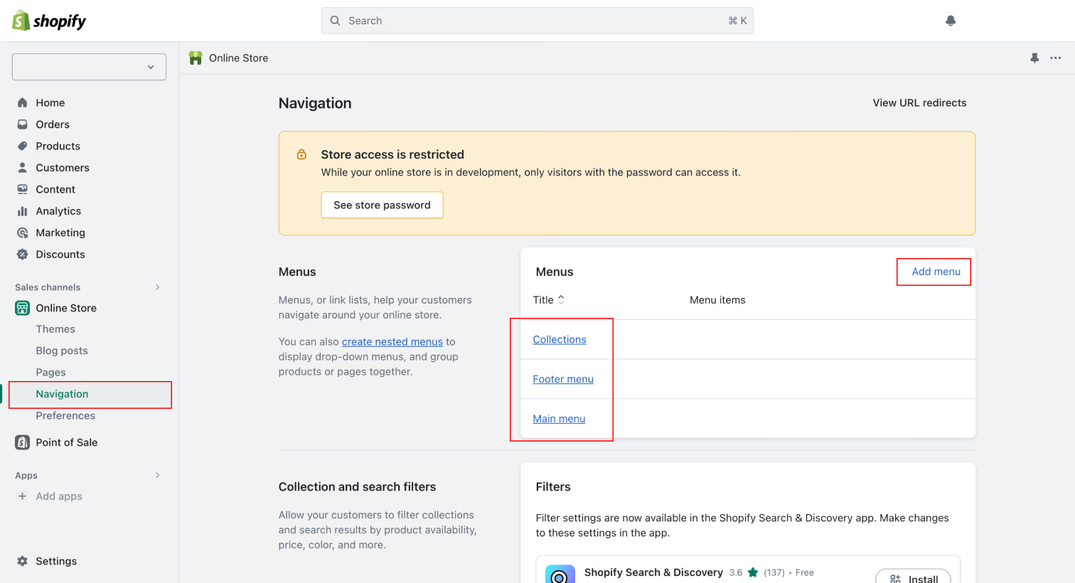 <p>Navigation Menu Items</p>