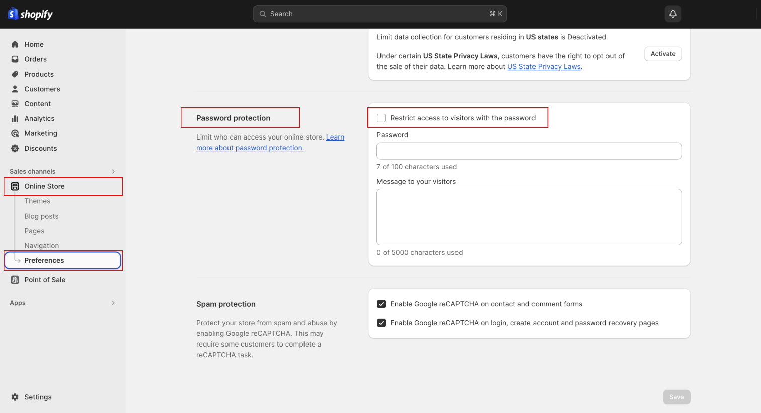 <p>Remove password protection page</p>
